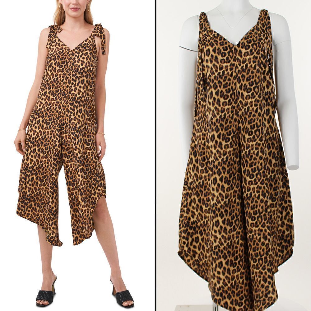 Vince Camuto Animal-Print Tie-Shoulder Jumpsuit